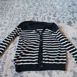 Black and White Striped Cardigan